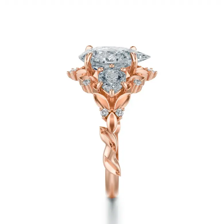 Pierścionek z diamentem gruszka różowe złoto SBPZ_051